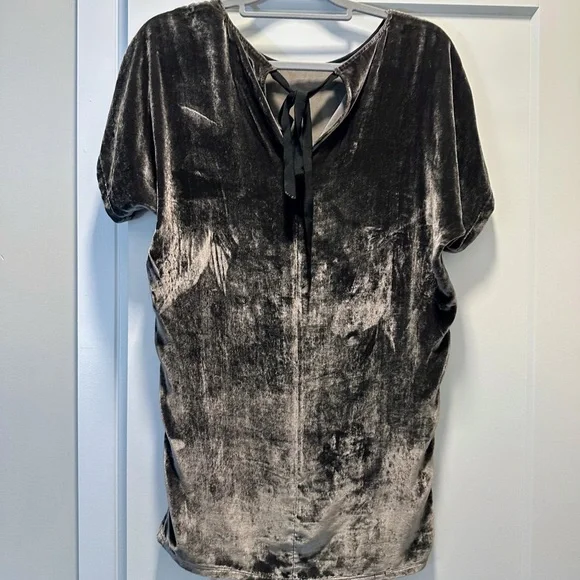 Madewell Gray Velvet Tie Neck Tunic/Dress - Picture 4 of 15
